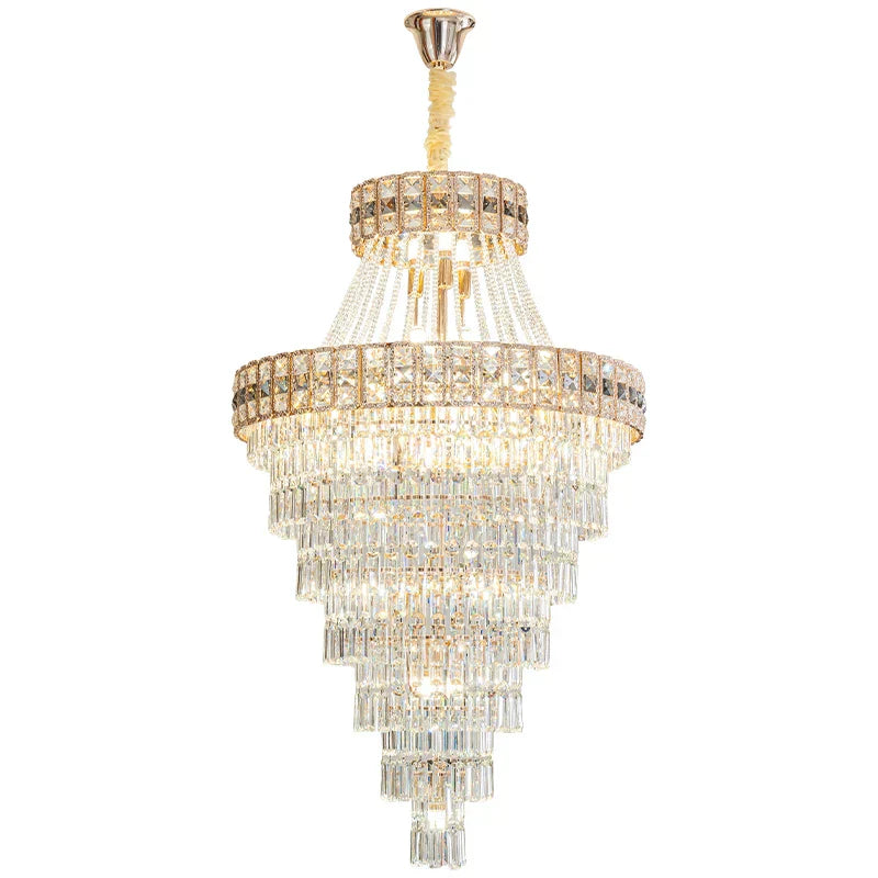 DecorBites™ Duplex Villa Crystal Chandelier: Modern Luxury Staircase Lamp for Elegant Living Rooms