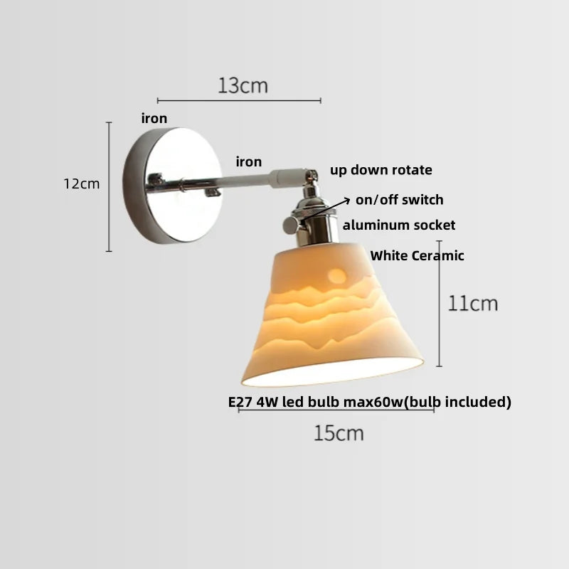 DecorBites™ Ceramic LED Wall Light Fixture Up Down Rotate Modern Style Bedside Lamp