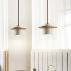 Japanese Stone and Wood Cream Pendant Light
