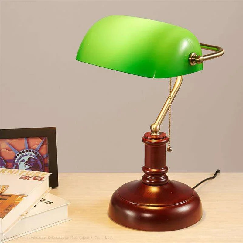 DecorBites™ Glass Lampshade Bank Desk Table Lamps White Green LED Light E27