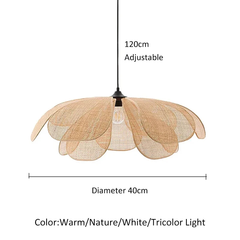 Petal Rattan Woven Pendant Light, 3-Color LED