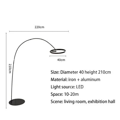 مصباح أرضي DecorBites™ LED قابل للتعتيم من النحاس الذهبي والأسود لغرفة المعيشة والفندق