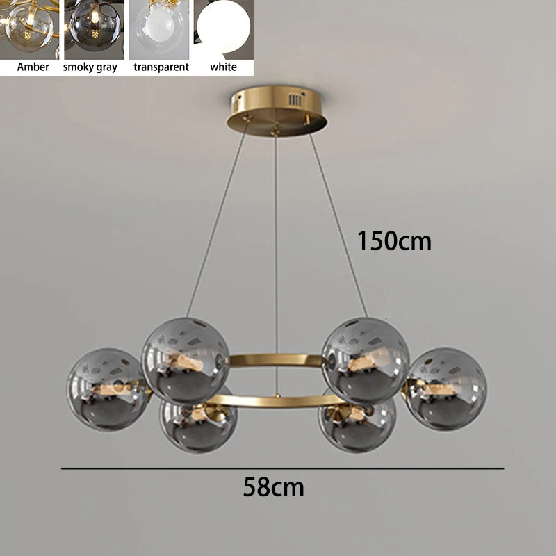 Contemporary Multi-Head Acrylic Glass Pendant Chandelier