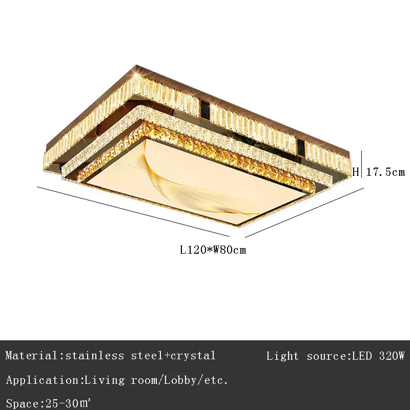 إضاءة سقف كريستال ذهبية من DecorBites™ - إضاءة LED فاخرة بلمسة مينيمالية - مصابيح كريستال من الفولاذ المقاوم للصدأ