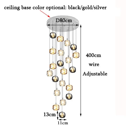DecorBites™ Crystal LED Chandelier: Modern Staircase Pendant Light for Stylish Home Decor