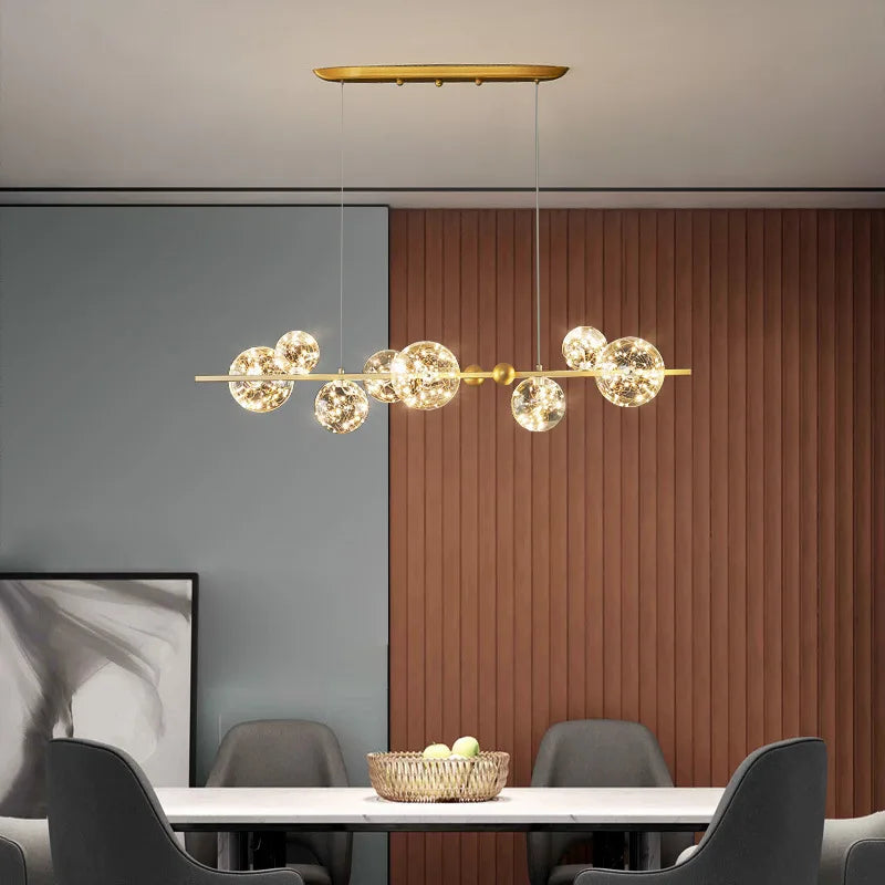 DecorBites™ Glass Ball LED Ceiling Chandelier for Home Dining Living Bedroom