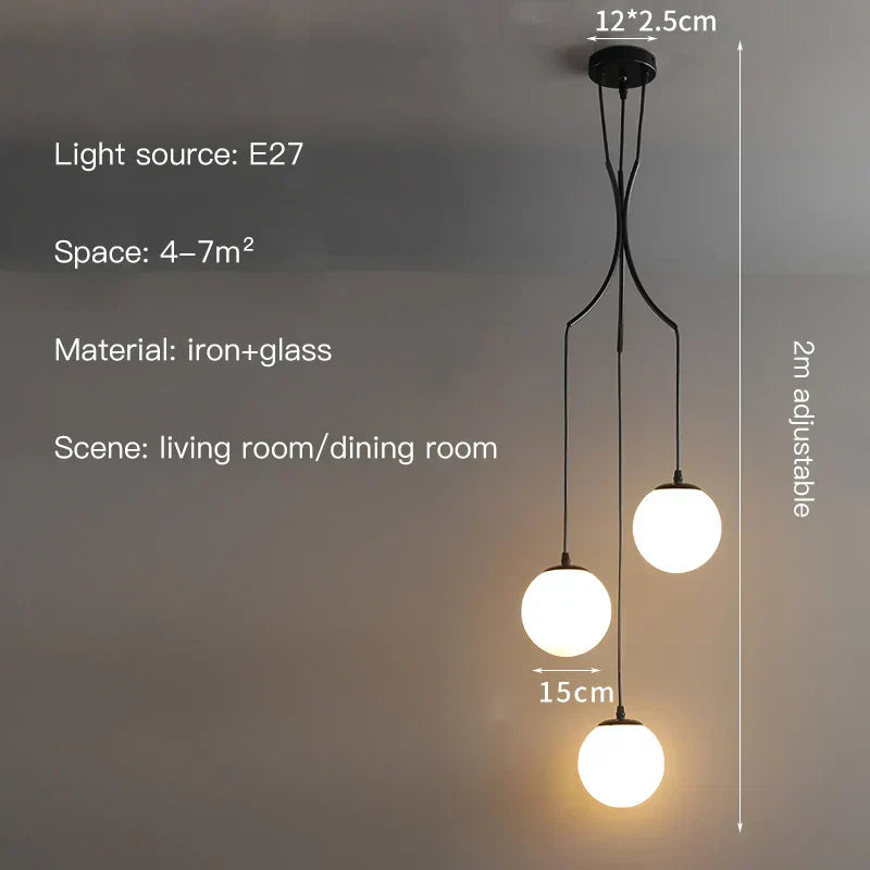 DecorBites™ Glass Ball LED Chandelier, Modern Minimalist Loft Villa Staircase Decor