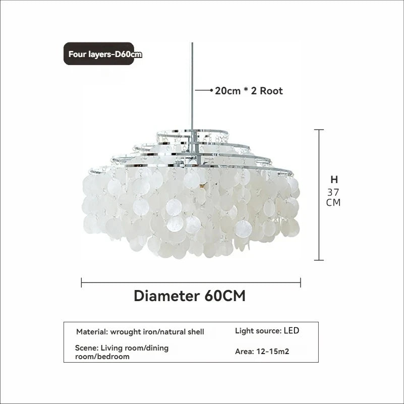 Modern Shell Pendant Chandelier in Gold or Chrome