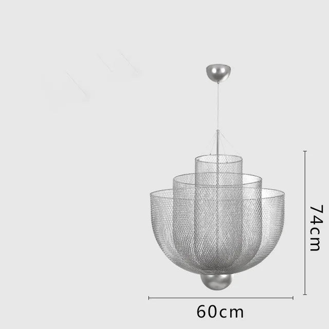 DecorBites™ Grid Meshmatics Dimmable LED Chandelier Pendant - Modern Metal Design