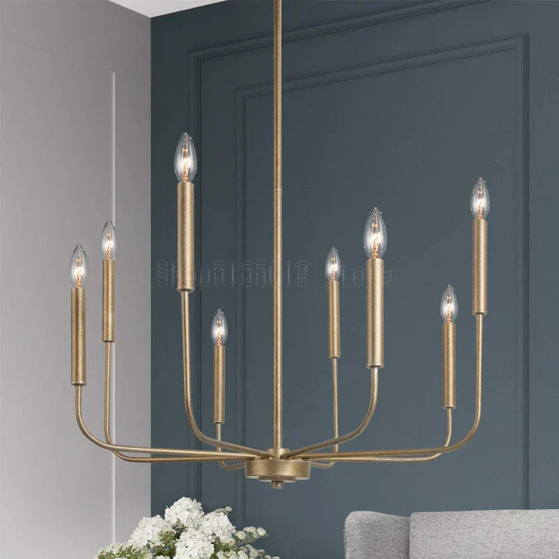 DecorBites™ ثريا ريترو ذهبية وسوداء بإضاءة شمعدان للسقف لغرفة المعيشة والمطعم