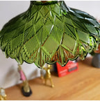 Korean Retro Glass Pendant Light With Wood Accent