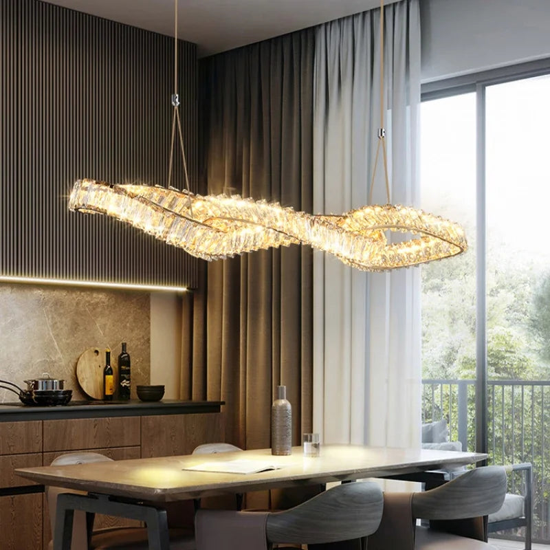 DecorBites™ Crystal LED Pendant Chandeliers for Luxury Living Room Decor