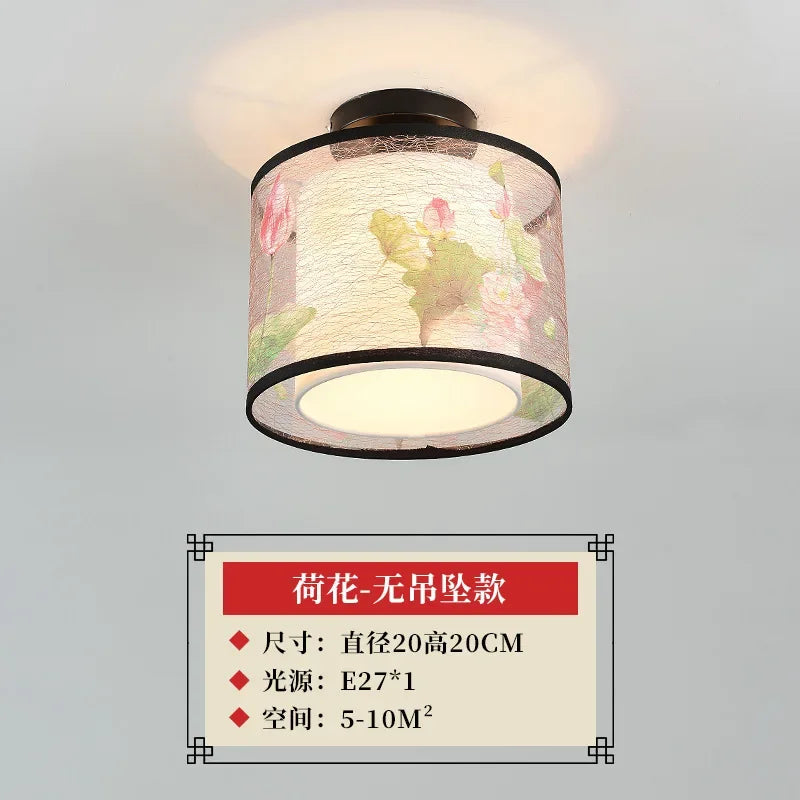 ثريا سقف صينية من DecorBites™ Lotus، مصباح ممر بسيط، إضاءة LED للوحات