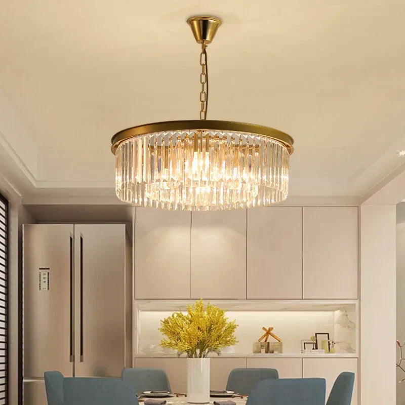 DecorBites™ مصابيح متدلية كريستالية ذهبية وسوداء معدنية، ثريات LED معلقة