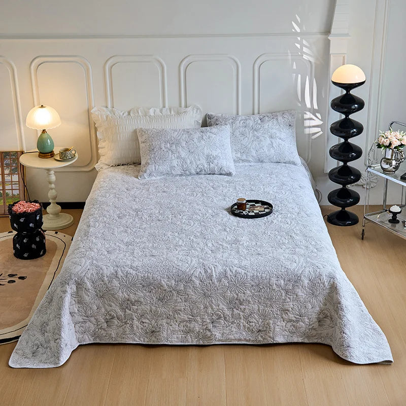 DecorBites™ Cotton Quilted Embroidered Bedspread Set