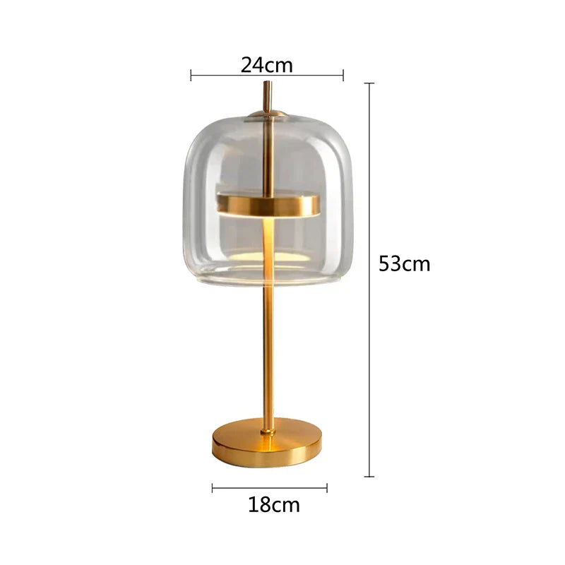 مصباح مكتب DecorBites™ الذهبي الزجاجي LED لديكور المنزل العصري الفاخر