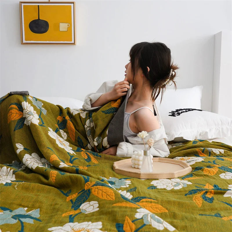 DecorBites™ Cotton Gauze Plaid Blanket - Super Soft Bed Throw Blanket
