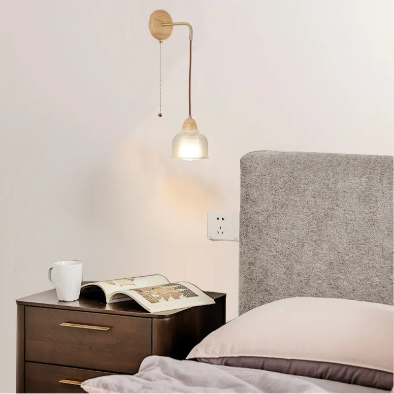 DecorBites™ Clear Glass LED Wall Light with Pull Chain Switch
