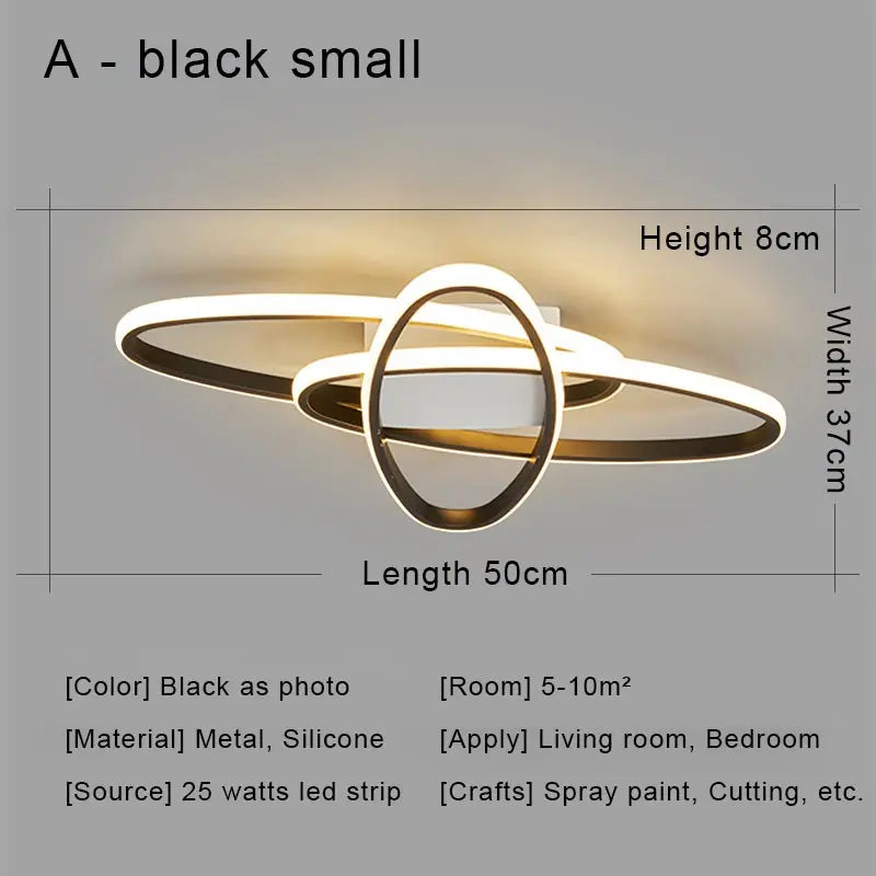DecorBites™ Black LED Chandelier Ceiling Light Remote Control Fixture for Living Room, Bedroom & Kitchen