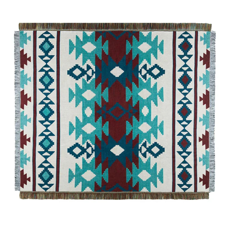 DecorBites™ Geometric Cotton Knitted Sofa Blanket & Tapestry
