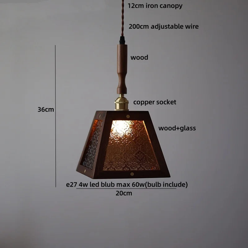 مصباح معلق زجاجي LED من DecorBites™ بقاعدة نحاسية لديكور غرفة المعيشة والطعام
