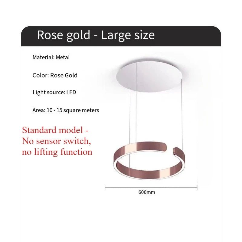 Modern Ring LED Pendant Light in Black or White