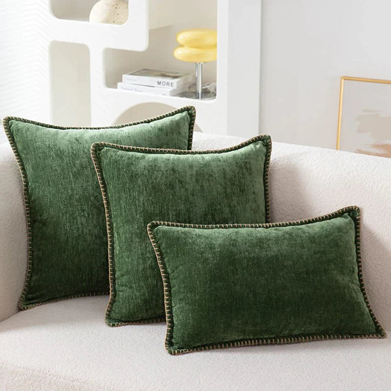 طقم غطاء وسادة فاخر مخملي من الشنيل DecorBites™ لديكور أنيق لغرفة المعيشة