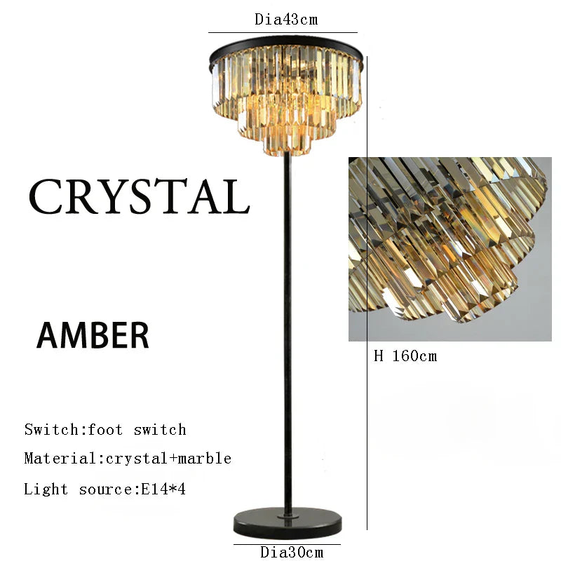 DecorBites™ Gray Crystal Black Standing Light - Modern Luxury Classic Living Room Decor