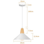 Nordic White Iron Pendant Light With Wood Accent