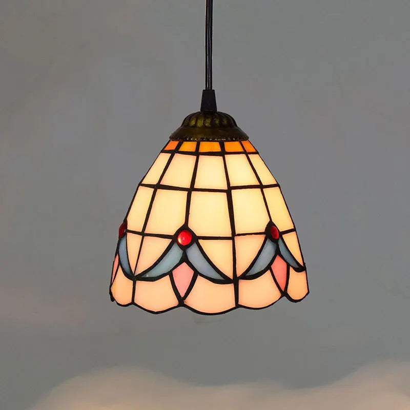 Mediterranean Mosaic Stained Glass Pendant Light