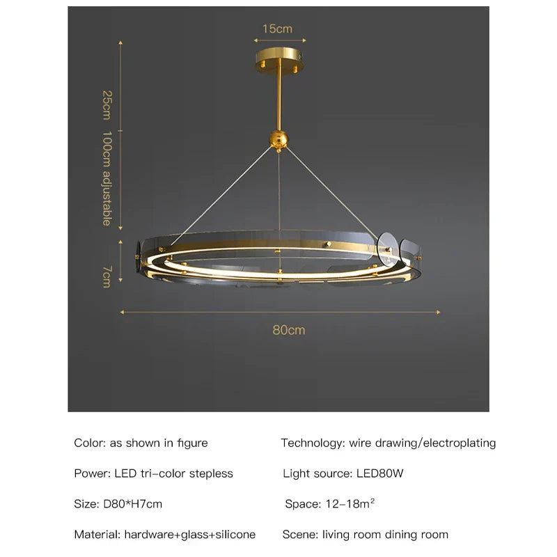 DecorBites™ Circular Ring LED Chandelier: Modern Lighting for Living, Bedroom, Dining Room