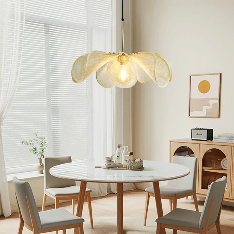 Wabi-Sabi Fabric Flower Pendant Light