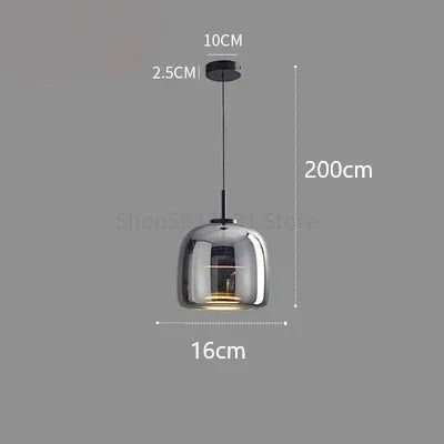 DecorBites™ Glass Bowl Chandelier: Modern Nordic LED Smoke Hanging Lamp for Dining Room, Bar - Indoor Decor Lighting
