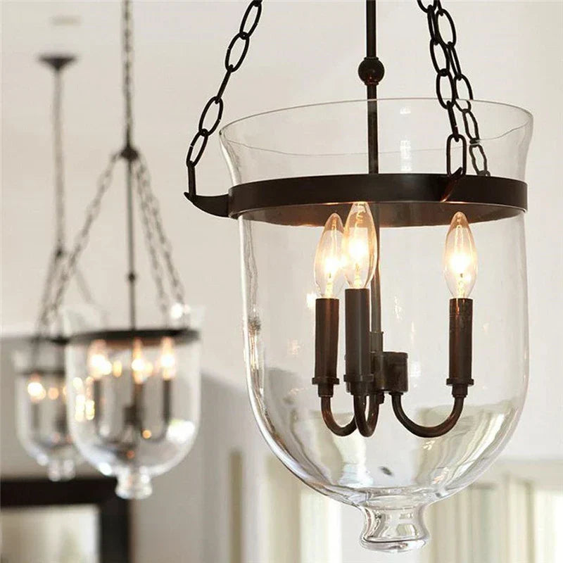 DecorBites™ Glass Bucket Pendant Light Retro Dining Room Foyer Black/Rust LED Fixture