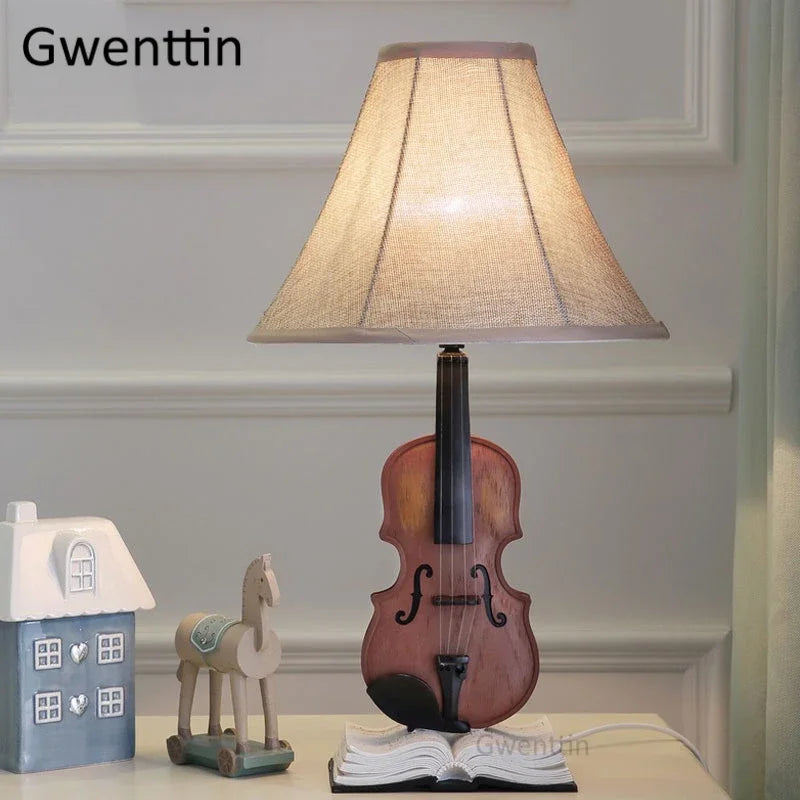 Lampe de table LED Violon DecorBites™ pour enfants - Lampe sur pied moderne en tissu pour chambre