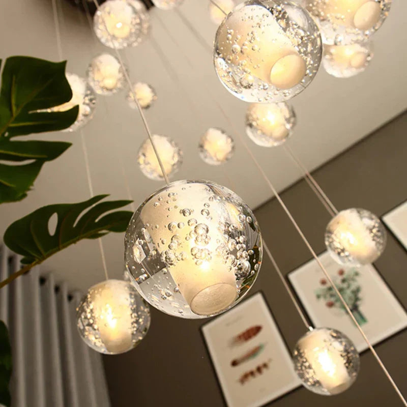 DecorBites™ Crystal Ball Chandelier Pendant Light for Staircase Hallway Bar Décor