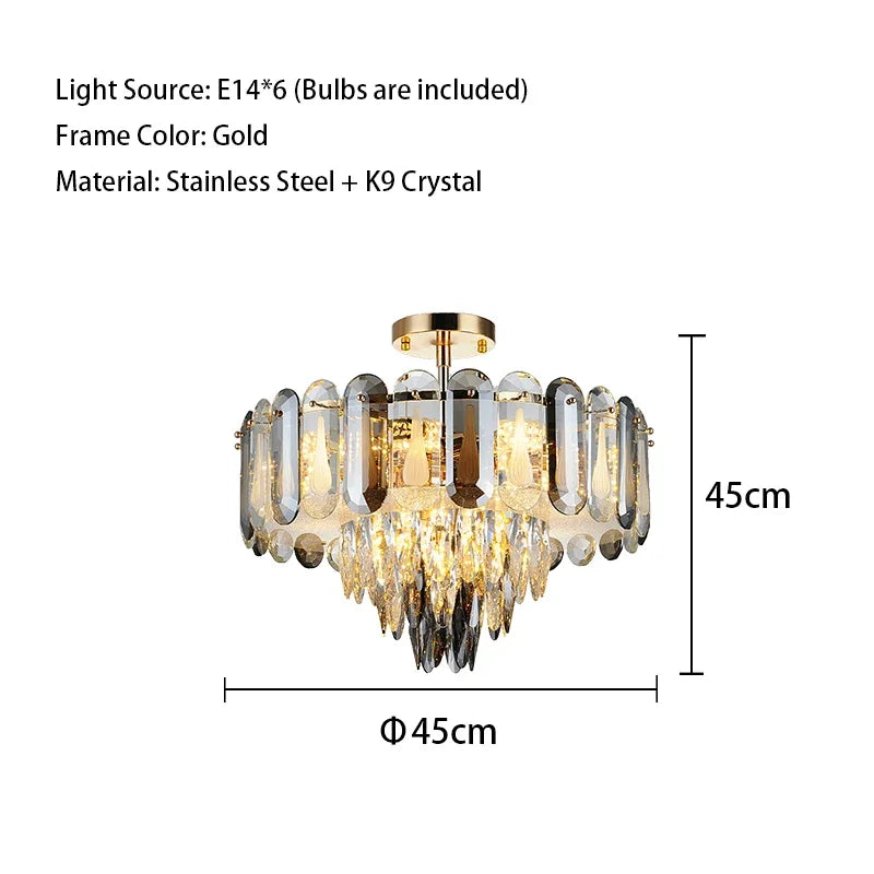 DecorBites™ Crystal LED Ceiling Chandelier Modern Living Room Pendant Light