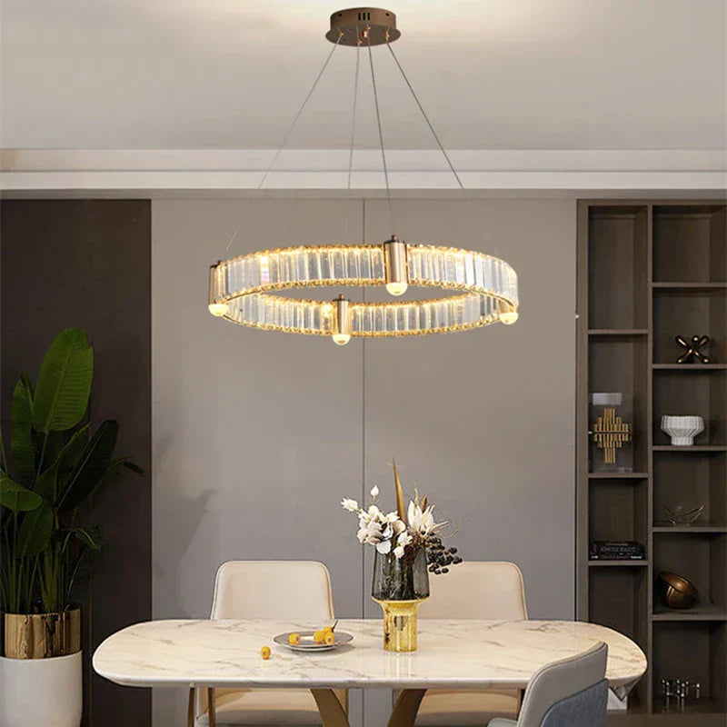 DecorBites™ Crystal Ceiling Chandelier LED Indoor Lighting for Living Room Bedroom Study