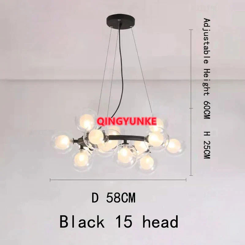 DecorBites™ Glass Ball Chandelier for Living Room - Modern Nordic Kitchen Island Ceiling Light