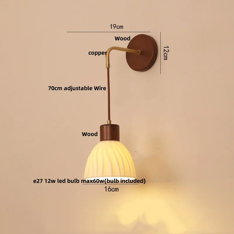 DecorBites™ Adjustable LED Wall Light Fixture with Ceramic Wood Base for Home Decor