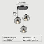 Nordic Smoke Gray Glass Pendant Light Chandelier
