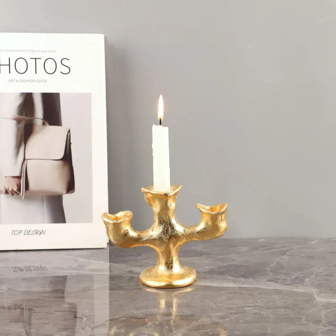 DecorBites™ Gold Resin Candle Holder Trio for Wedding Centerpieces & Home Decor