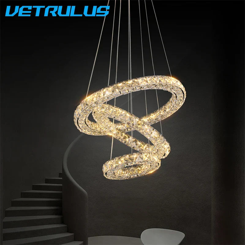 DecorBites™ Crystal LED Chandelier Pendant Light for Modern Luxury Living Dining Room Décor