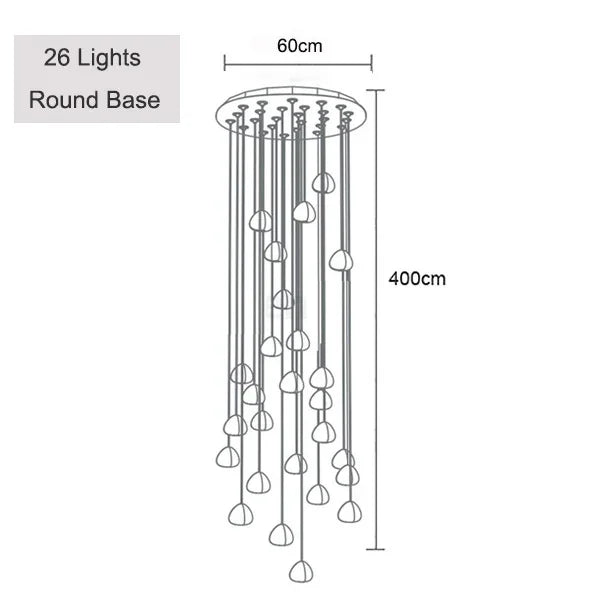 DecorBites™ Crystal Ball Chandelier: Long Adjustable Staircase Pendant Light perfect for Home & Restaurant