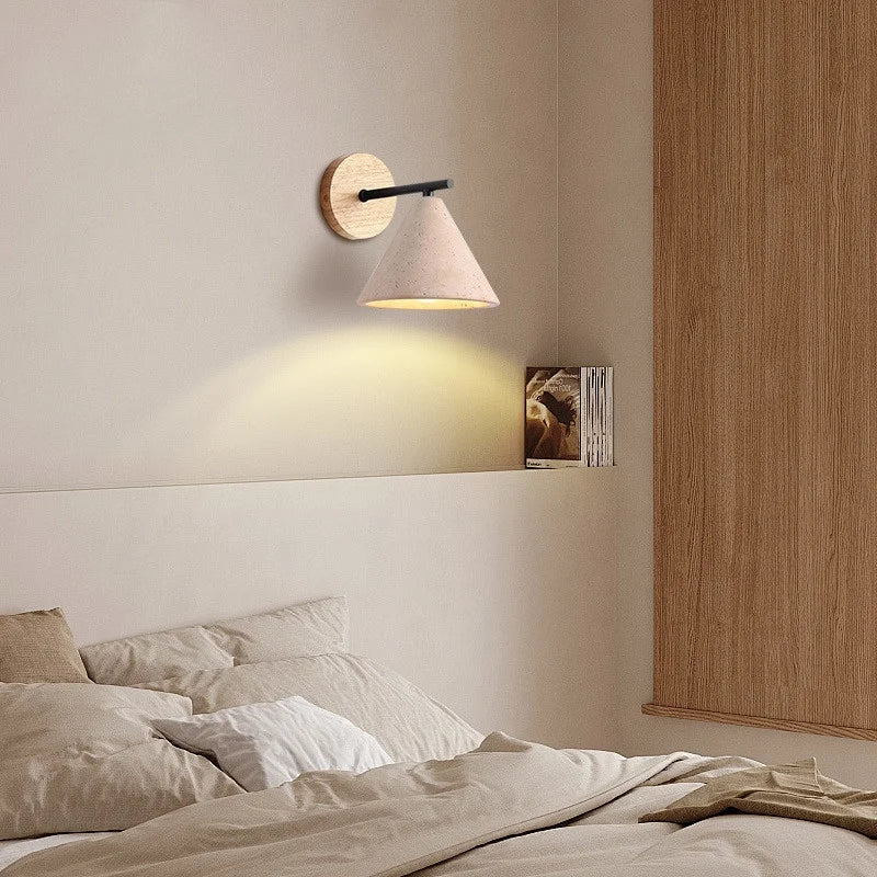 DecorBites™ Iron Yellow Travertine Wall Lights, Pull Chain Switch, LED Sconce for Bedroom, Bathroom.