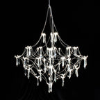 Starry Crystal Firefly Pendant Chandelier in Polished Steel