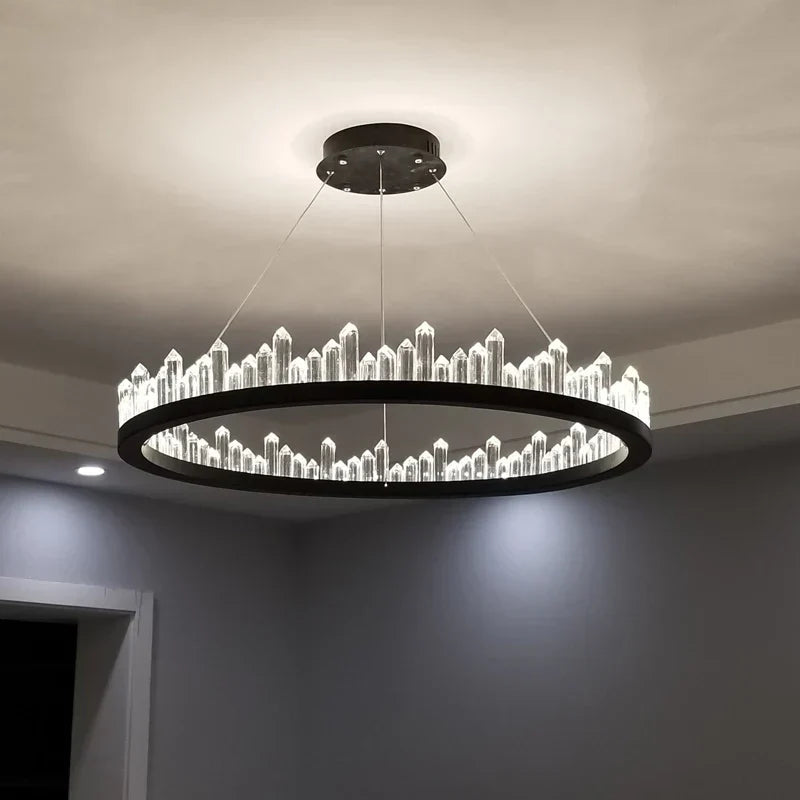 DecorBites™ Crystal LED Pendant Lights: Modern Gold Black Industrial Lamp