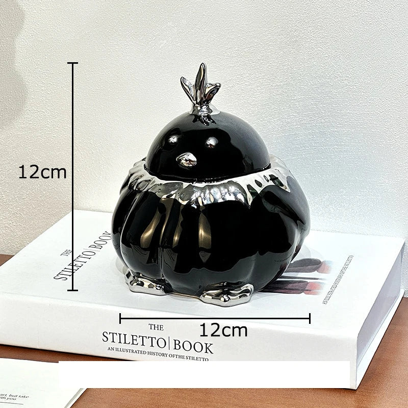 DecorBites™ Garlic Duck Ceramic Ashtray with Lid - Unique Desk Decoration and Smoking Accessory