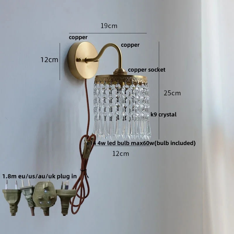 DecorBites™ Crystal Glass LED Wall Light with Pull Chain Switch, Nordic Modern Design