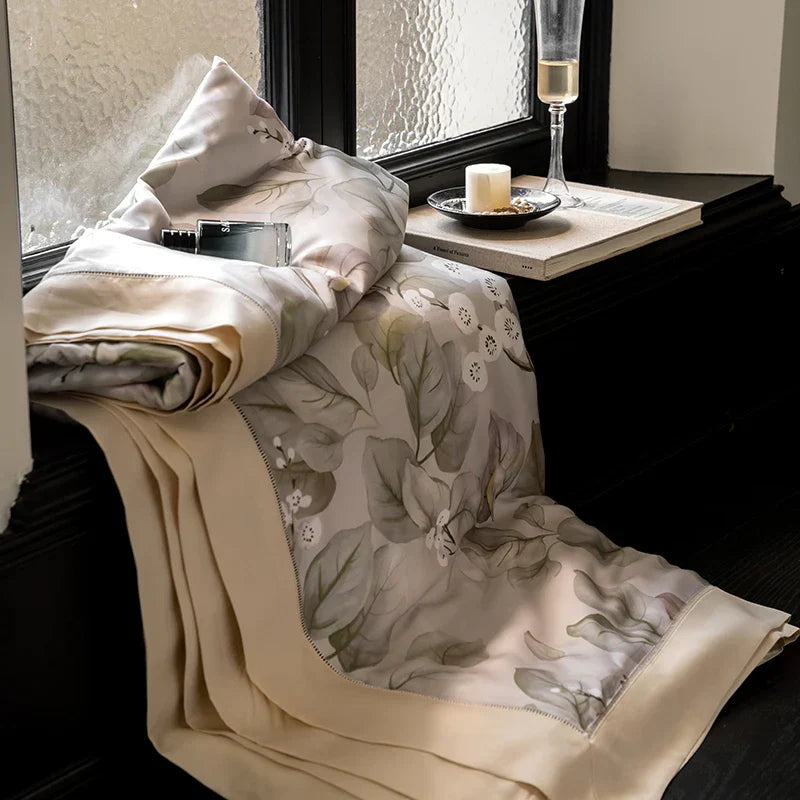 DecorBites™ Eucalyptus Fiber Flowers Summer Quilt Set: Silky, Cool Comfort for Bedtime Bliss
